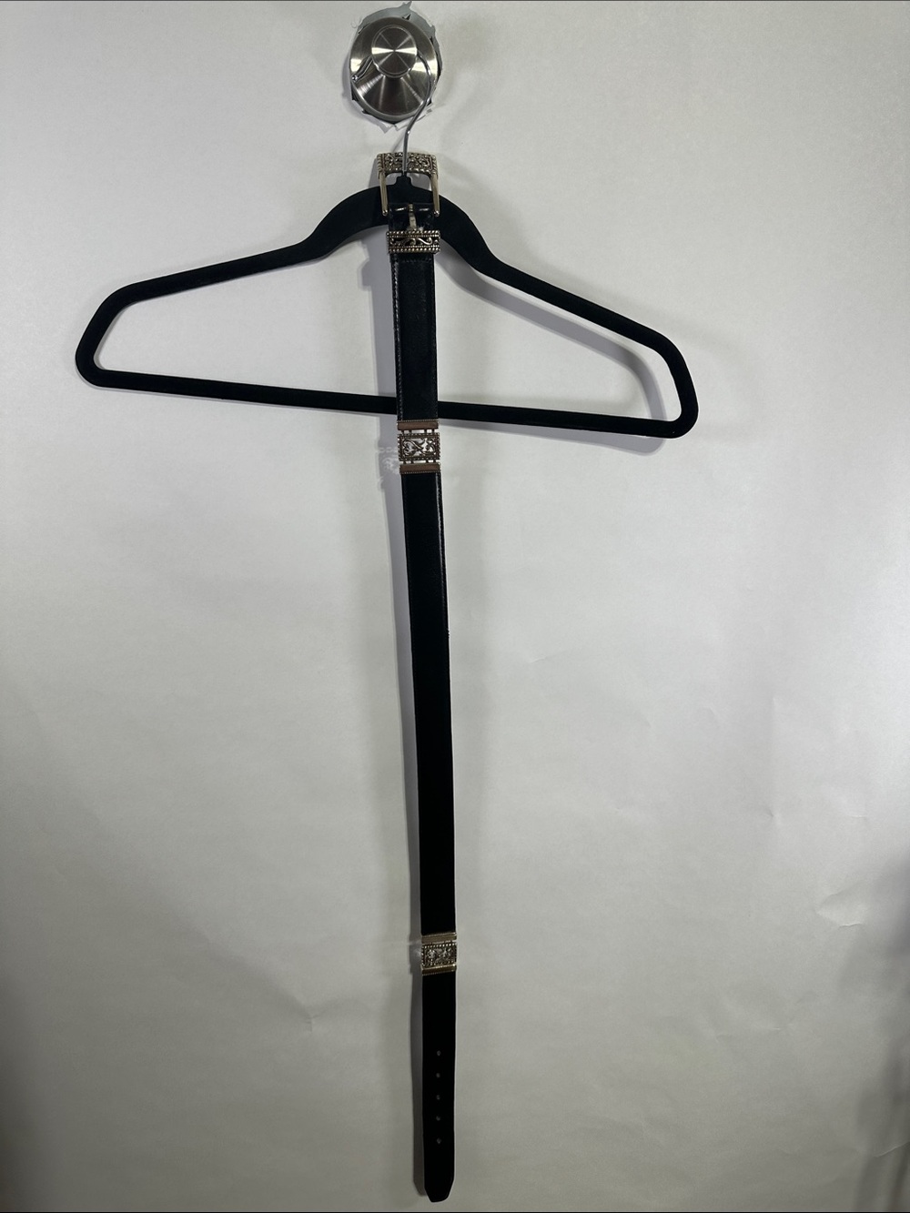 Brighton Black Leather Belt with Silver Filigree Buckle and Slides